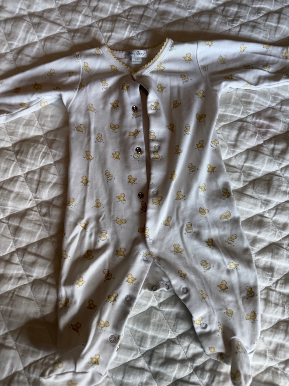 Kissy Kissy White Footed Pajamas with Yellow Duck Print